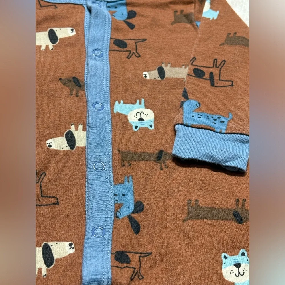 Gerber | Baby Dogs Brown Long Sleeve Romper | 0-3M